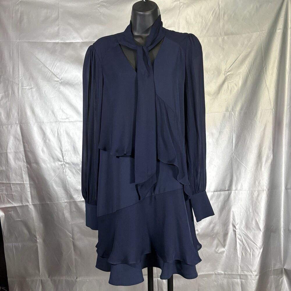 PARKER Kenji Tiered Chiffon Long-Sleeve Dress XS - Picture 2 of 16